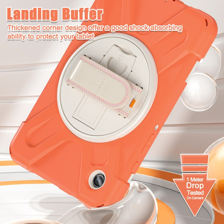 For Samsung Galaxy Tab A9 Rotary Handle Grab TPU + PC Tablet Case(Coral Orange) by bashfashion