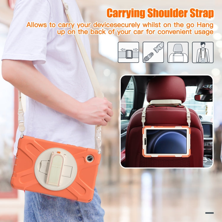 For Samsung Galaxy Tab A9 Rotary Handle Grab TPU + PC Tablet Case(Coral Orange) by bashfashion