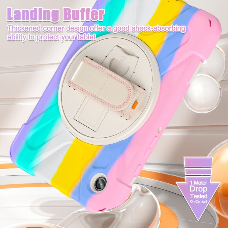 For Samsung Galaxy Tab A9 Rotary Handle Grab TPU + PC Tablet Case(Colorful Pink) by bashfashion