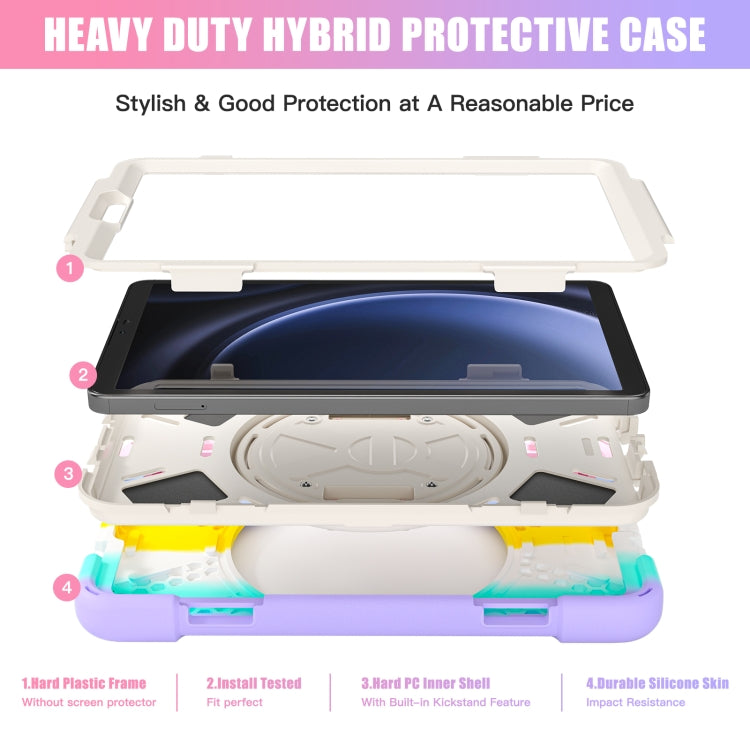 For Samsung Galaxy Tab A9 Rotary Handle Grab TPU + PC Tablet Case(Colorful Pink) by bashfashion