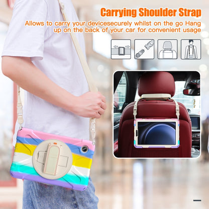 For Samsung Galaxy Tab A9 Rotary Handle Grab TPU + PC Tablet Case(Colorful Pink) by bashfashion