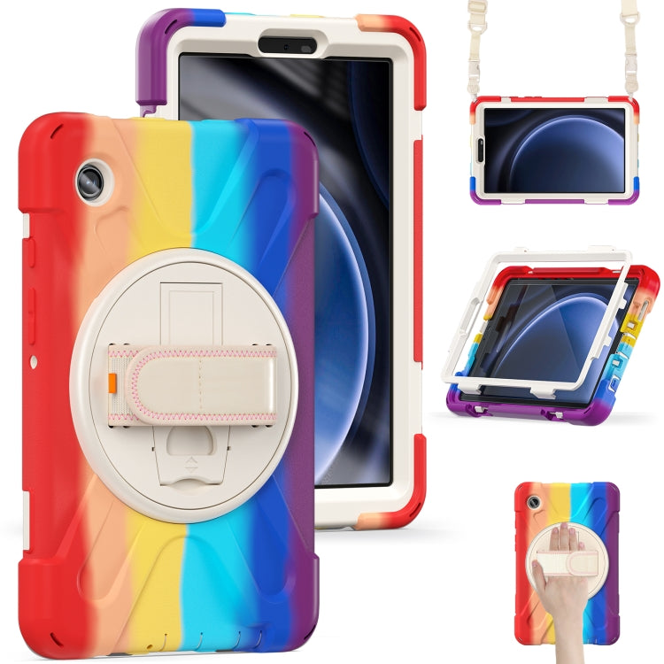 For Samsung Galaxy Tab A9 Rotary Handle Grab TPU + PC Tablet Case(Colorful Red) by bashfashion