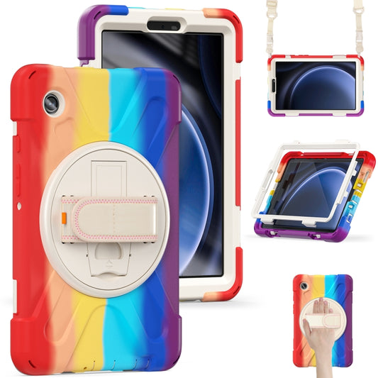 For Samsung Galaxy Tab A9 Rotary Handle Grab TPU + PC Tablet Case(Colorful Red) by bashfashion