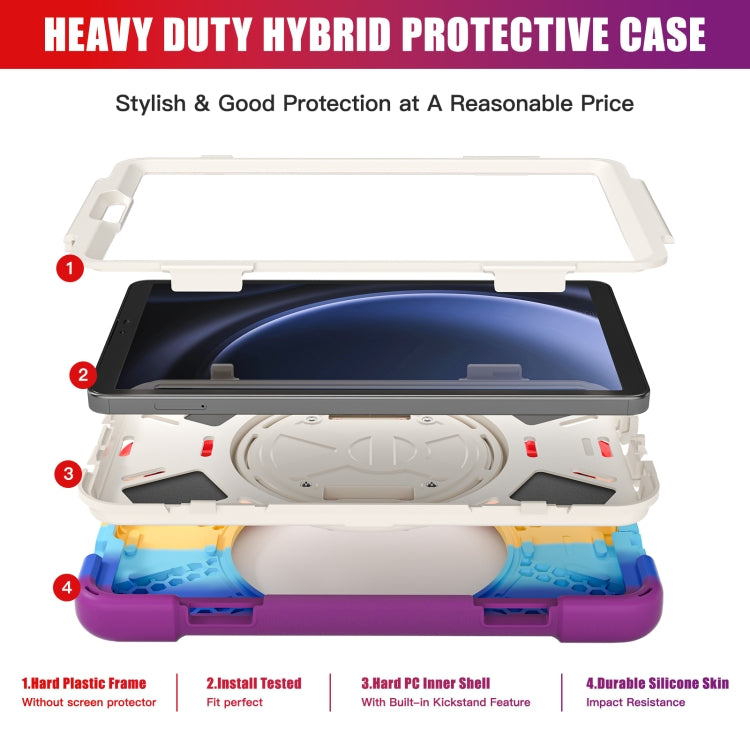 For Samsung Galaxy Tab A9 Rotary Handle Grab TPU + PC Tablet Case(Colorful Red) by bashfashion