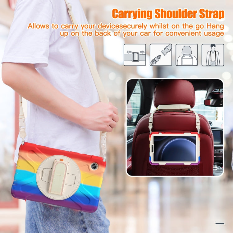 For Samsung Galaxy Tab A9 Rotary Handle Grab TPU + PC Tablet Case(Colorful Red) by bashfashion