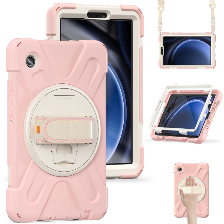 For Samsung Galaxy Tab A9 Rotary Handle Grab TPU + PC Tablet Case(Pink) by bashfashion