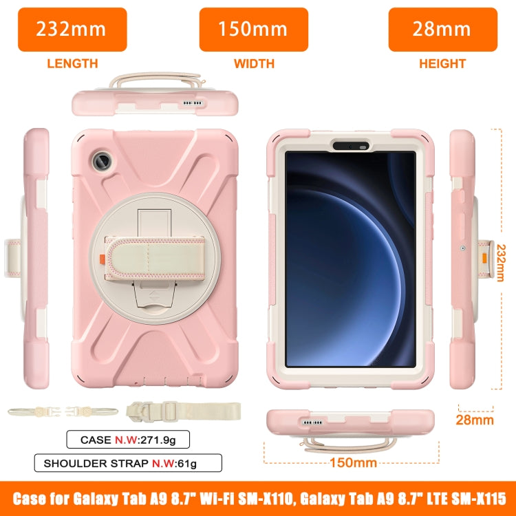 For Samsung Galaxy Tab A9 Rotary Handle Grab TPU + PC Tablet Case(Pink) by bashfashion