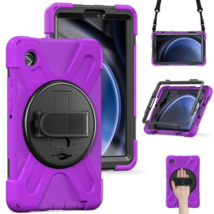 For Samsung Galaxy Tab A9 Rotary Handle Grab TPU + PC Tablet Case(Purple) by bashfashion