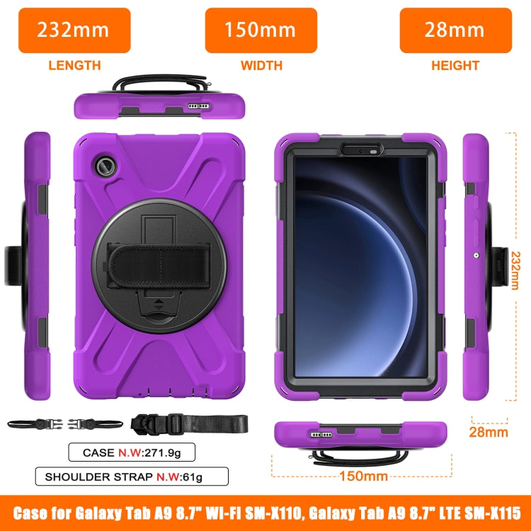 For Samsung Galaxy Tab A9 Rotary Handle Grab TPU + PC Tablet Case(Purple) by bashfashion