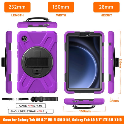For Samsung Galaxy Tab A9 Rotary Handle Grab TPU + PC Tablet Case(Purple) by bashfashion
