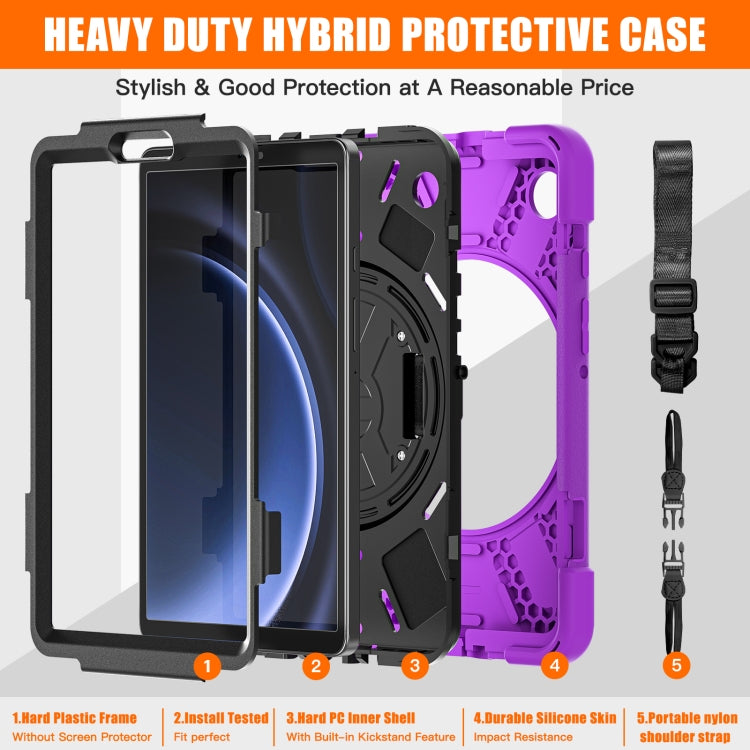 For Samsung Galaxy Tab A9 Rotary Handle Grab TPU + PC Tablet Case(Purple) by bashfashion