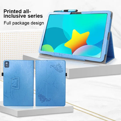 For TCL NxtPaper 11 Flower Embossed Leather Tablet Case with Handrest Strap & Pen Slot(Black) by bashfashion