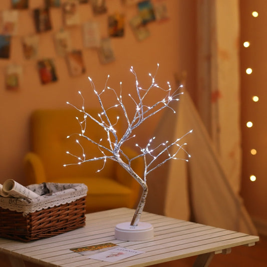 108 LEDs Copper Wire Tree Table Lamp Creative Decoration Touch Control Night Light (White Light) by bashfashion