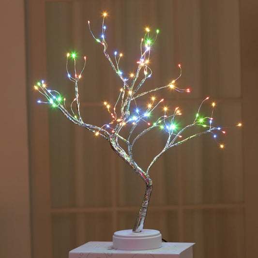 108 LEDs Copper Wire Tree Table Lamp Creative Decoration Touch Control Night Light (Colorful Light) by bashfashion