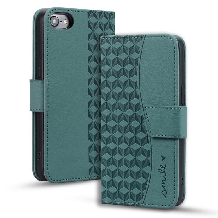 For iPhone 16e Business Diamond Buckle Leather Phone Case with Lanyard(Green) by bashfashion