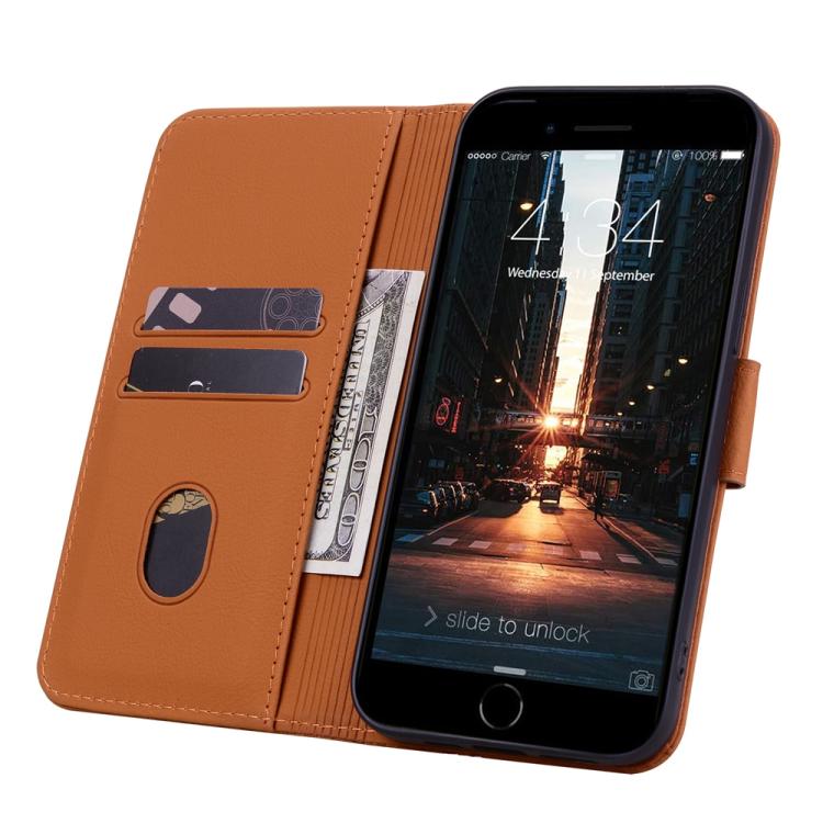 For iPhone 16e Business Diamond Buckle Leather Phone Case with Lanyard(Brown) by bashfashion