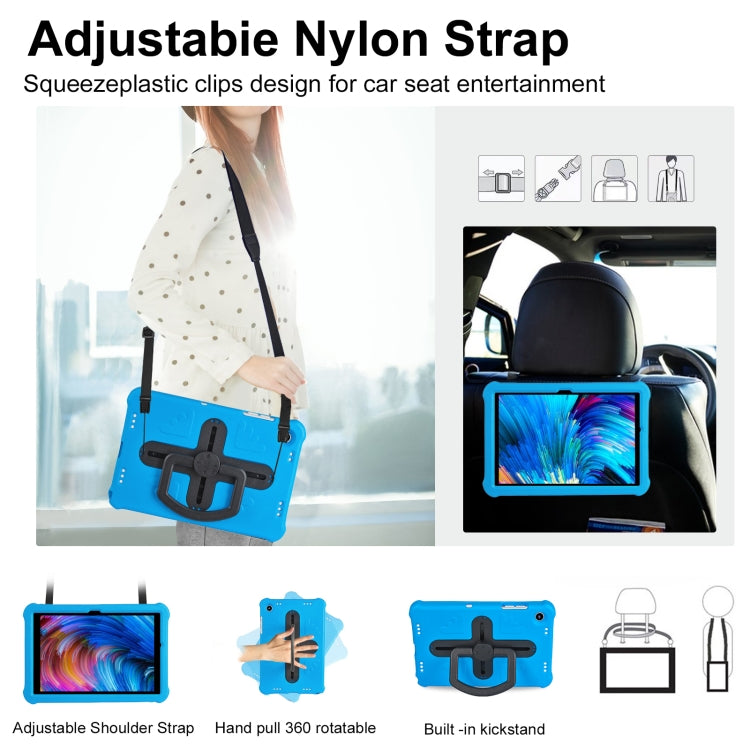 For Samsung Galaxy Tab A9+ / A11+ Shield 360 Rotation Handle EVA Shockproof PC Tablet Case(Blue Black) by bashfashion