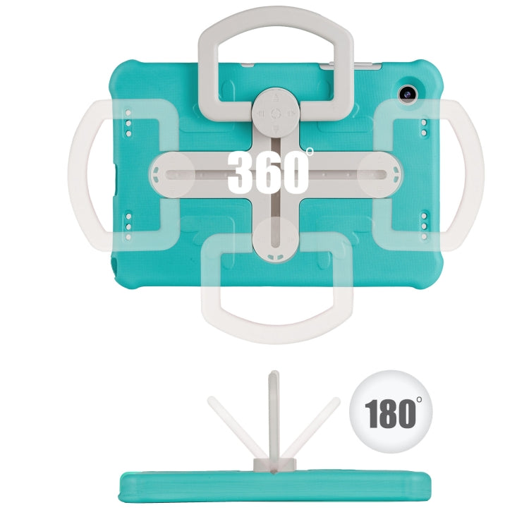 For Samsung Galaxy Tab A9+ / A11+ Shield 360 Rotation Handle EVA Shockproof PC Tablet Case(Mint Green Beige) by bashfashion