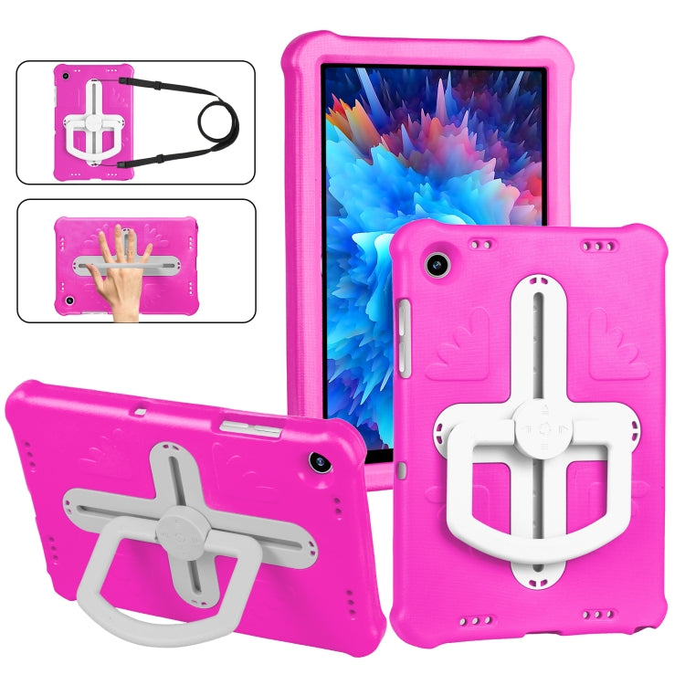 For Samsung Galaxy Tab A9+ / A11+ Shield 360 Rotation Handle EVA Shockproof PC Tablet Case(Rose Red Beige) by bashfashion