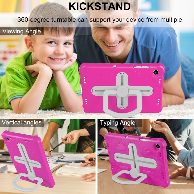 For Samsung Galaxy Tab A9+ / A11+ Shield 360 Rotation Handle EVA Shockproof PC Tablet Case(Rose Red Beige) by bashfashion