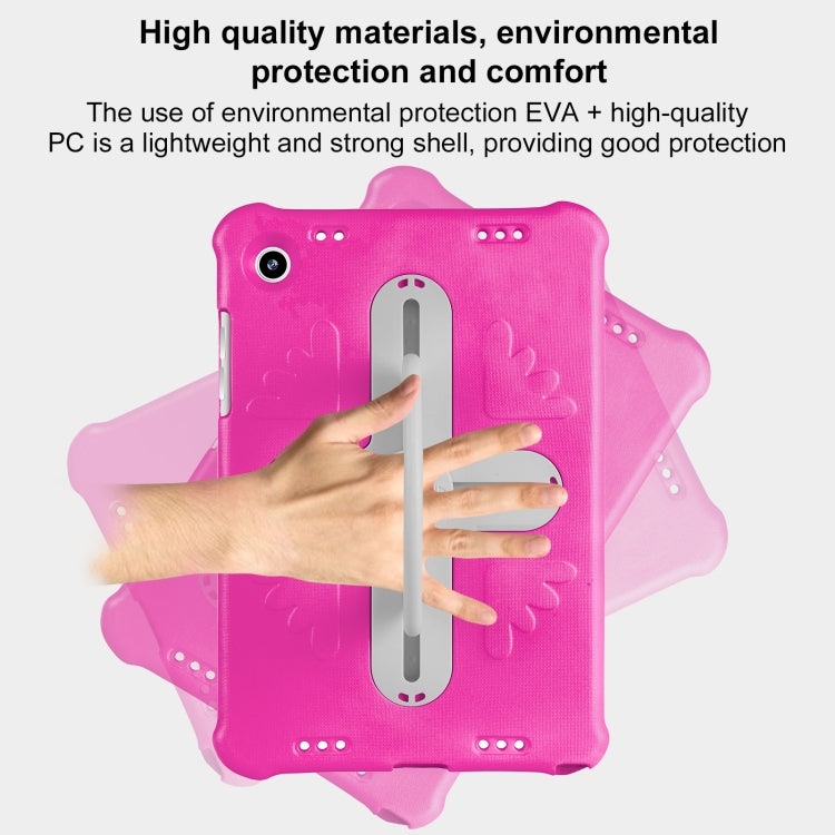 For Samsung Galaxy Tab A9+ / A11+ Shield 360 Rotation Handle EVA Shockproof PC Tablet Case(Rose Red Beige) by bashfashion