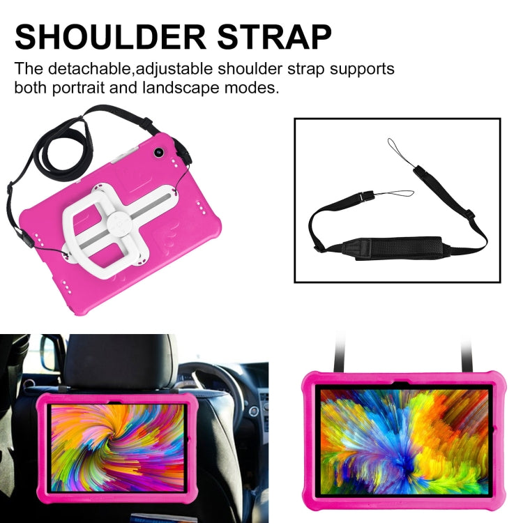 For Samsung Galaxy Tab A9+ / A11+ Shield 360 Rotation Handle EVA Shockproof PC Tablet Case(Rose Red Beige) by bashfashion