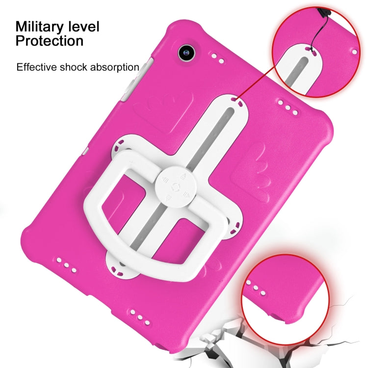 For Samsung Galaxy Tab A9+ / A11+ Shield 360 Rotation Handle EVA Shockproof PC Tablet Case(Rose Red Beige) by bashfashion