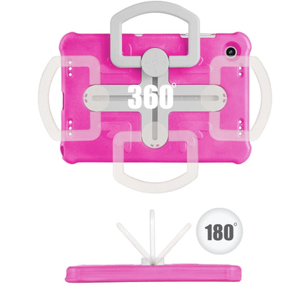 For Samsung Galaxy Tab A9+ / A11+ Shield 360 Rotation Handle EVA Shockproof PC Tablet Case(Rose Red Beige) by bashfashion