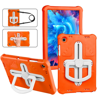 For Samsung Galaxy Tab A9+ / A11+ Shield 360 Rotation Handle EVA Shockproof PC Tablet Case(Orange Beige) by bashfashion