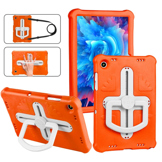 For Samsung Galaxy Tab A9+ / A11+ Shield 360 Rotation Handle EVA Shockproof PC Tablet Case(Orange Beige) by bashfashion