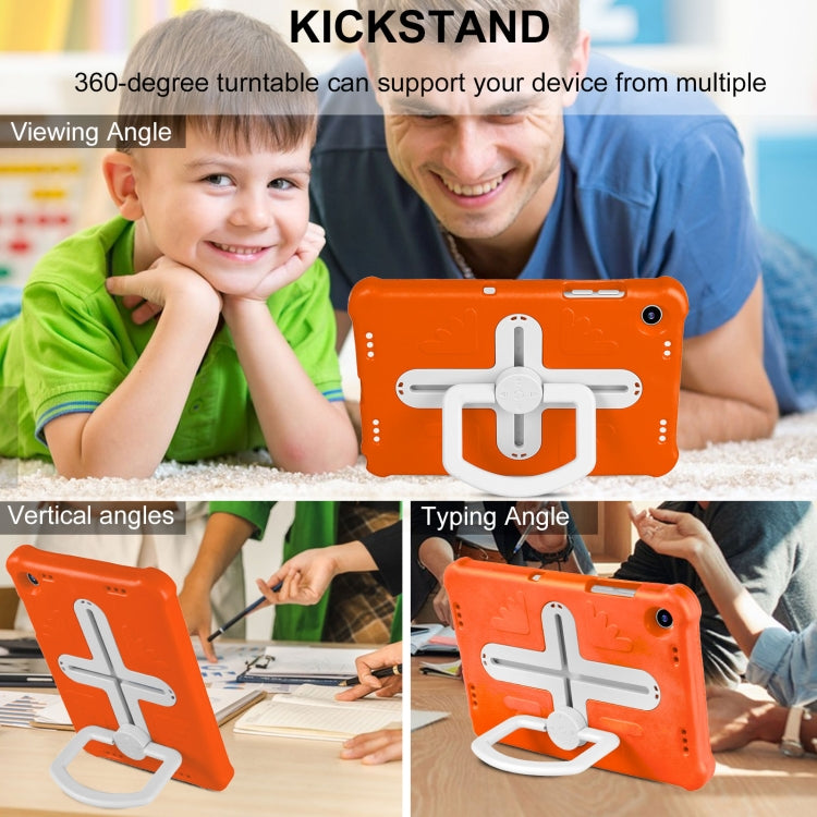 For Samsung Galaxy Tab A9+ / A11+ Shield 360 Rotation Handle EVA Shockproof PC Tablet Case(Orange Beige) by bashfashion