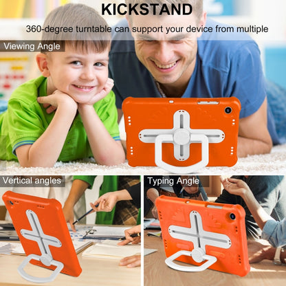 For Samsung Galaxy Tab A9+ / A11+ Shield 360 Rotation Handle EVA Shockproof PC Tablet Case(Orange Beige) by bashfashion