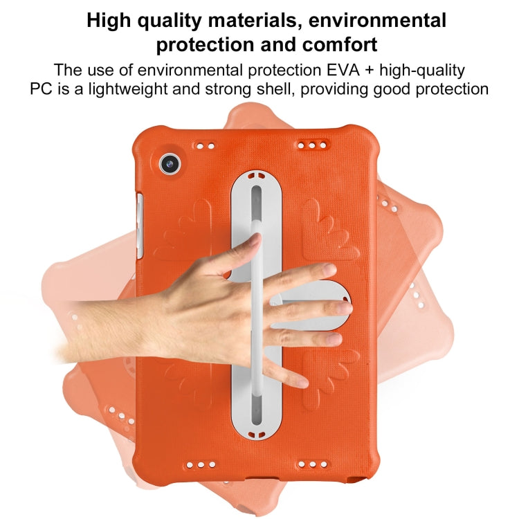 For Samsung Galaxy Tab A9+ / A11+ Shield 360 Rotation Handle EVA Shockproof PC Tablet Case(Orange Beige) by bashfashion