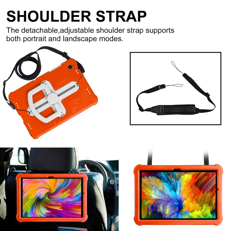 For Samsung Galaxy Tab A9+ / A11+ Shield 360 Rotation Handle EVA Shockproof PC Tablet Case(Orange Beige) by bashfashion