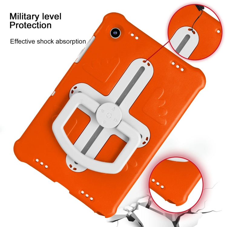 For Samsung Galaxy Tab A9+ / A11+ Shield 360 Rotation Handle EVA Shockproof PC Tablet Case(Orange Beige) by bashfashion
