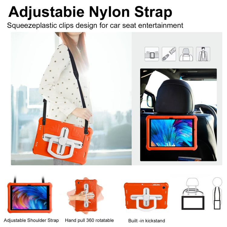 For Samsung Galaxy Tab A9+ / A11+ Shield 360 Rotation Handle EVA Shockproof PC Tablet Case(Orange Beige) by bashfashion