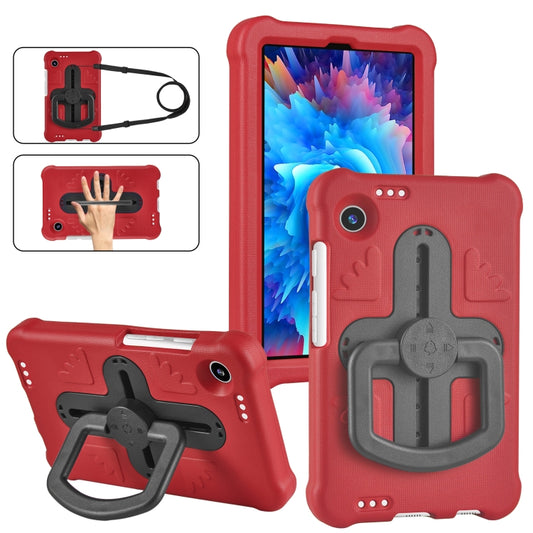 For Samsung Galaxy Tab A9 / A11 Shield 360 Rotation Handle EVA Shockproof PC Tablet Case(Red Black) by bashfashion