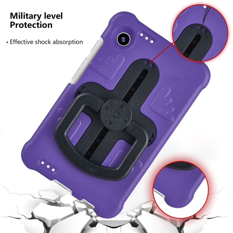 For Samsung Galaxy Tab A9 / A11 Shield 360 Rotation Handle EVA Shockproof PC Tablet Case(Purple Black) by bashfashion