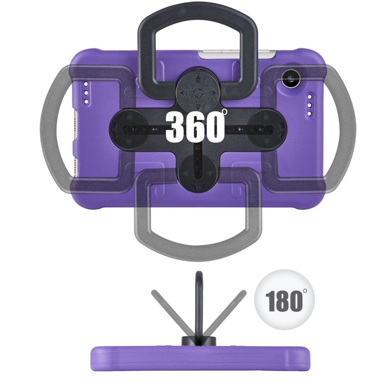 For Samsung Galaxy Tab A9 / A11 Shield 360 Rotation Handle EVA Shockproof PC Tablet Case(Purple Black) by bashfashion