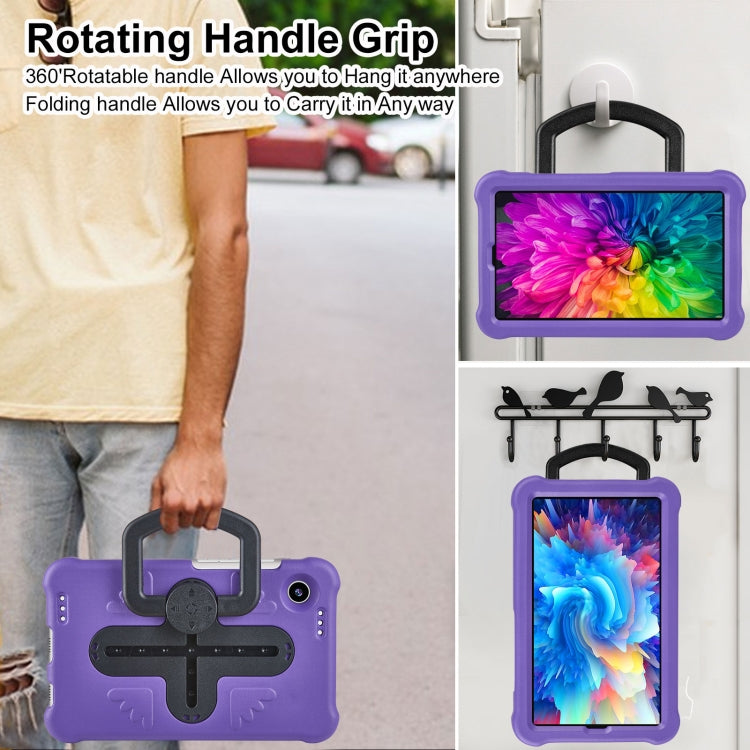 For Samsung Galaxy Tab A9 / A11 Shield 360 Rotation Handle EVA Shockproof PC Tablet Case(Purple Black) by bashfashion