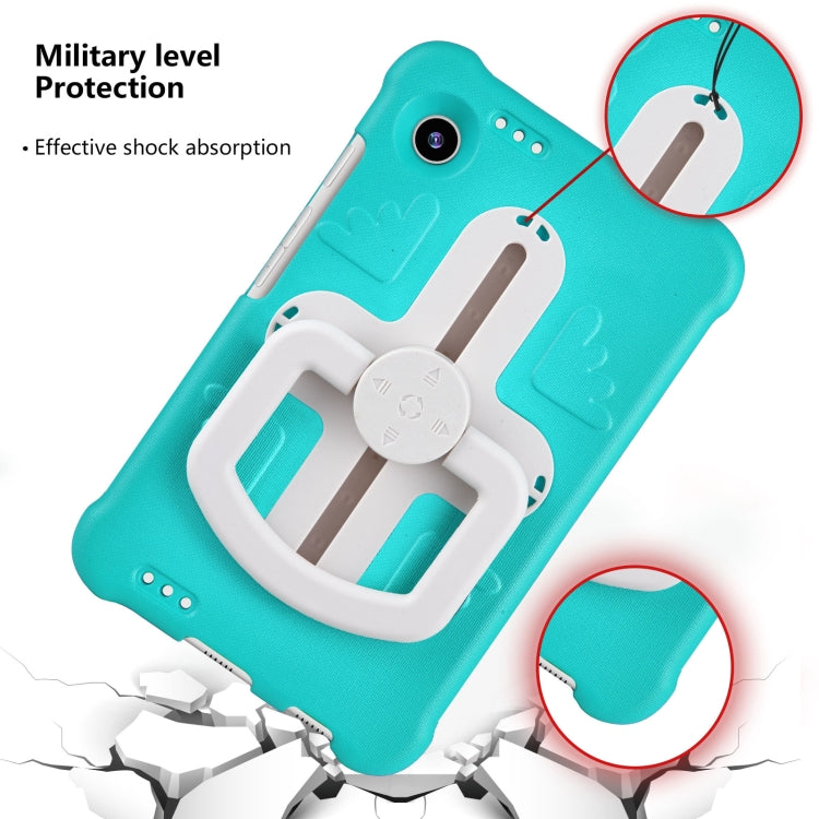 For Samsung Galaxy Tab A9 / A11 Shield 360 Rotation Handle EVA Shockproof PC Tablet Case(Mint Green Beige) by bashfashion