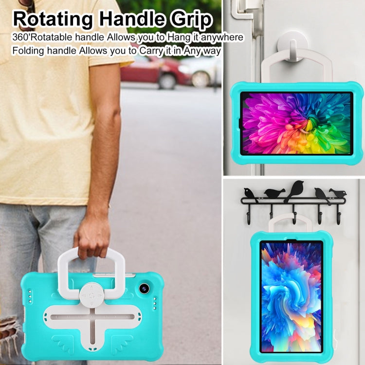 For Samsung Galaxy Tab A9 / A11 Shield 360 Rotation Handle EVA Shockproof PC Tablet Case(Mint Green Beige) by bashfashion