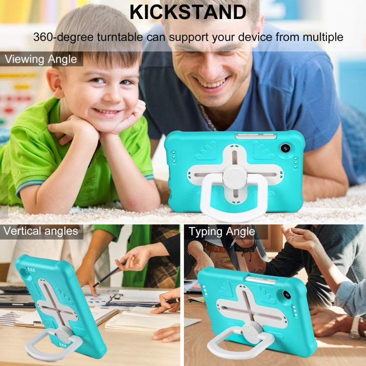 For Samsung Galaxy Tab A9 / A11 Shield 360 Rotation Handle EVA Shockproof PC Tablet Case(Mint Green Beige) by bashfashion