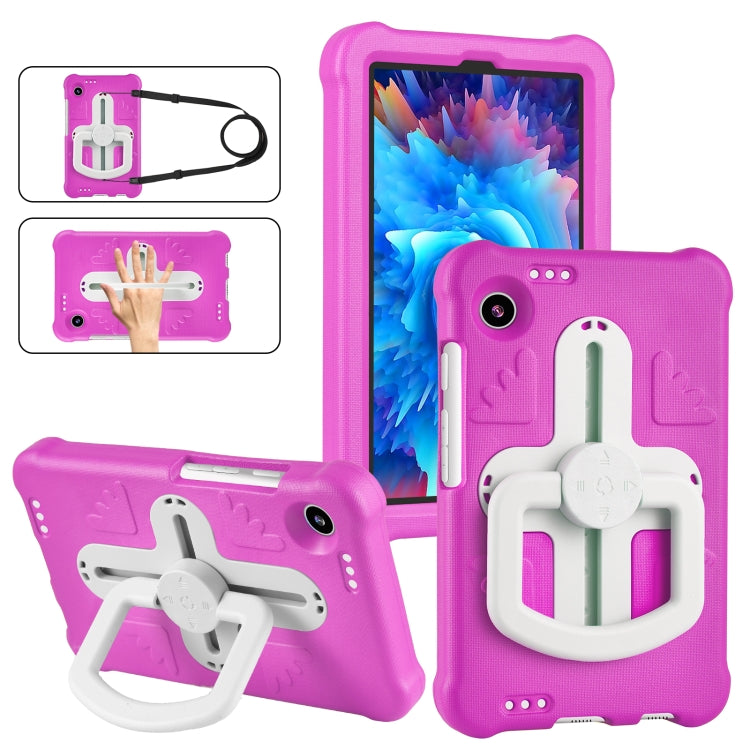 For Samsung Galaxy Tab A9 / A11 Shield 360 Rotation Handle EVA Shockproof PC Tablet Case(Rose Red Beige) by bashfashion