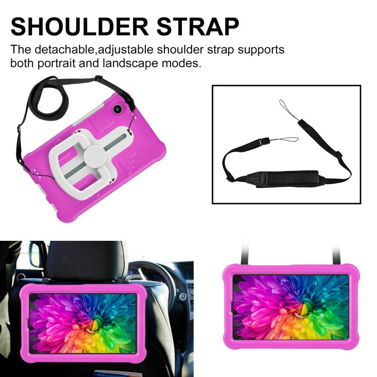 For Samsung Galaxy Tab A9 / A11 Shield 360 Rotation Handle EVA Shockproof PC Tablet Case(Rose Red Beige) by bashfashion