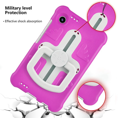 For Samsung Galaxy Tab A9 / A11 Shield 360 Rotation Handle EVA Shockproof PC Tablet Case(Rose Red Beige) by bashfashion