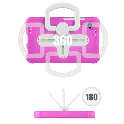 For Samsung Galaxy Tab A9 / A11 Shield 360 Rotation Handle EVA Shockproof PC Tablet Case(Rose Red Beige) by bashfashion