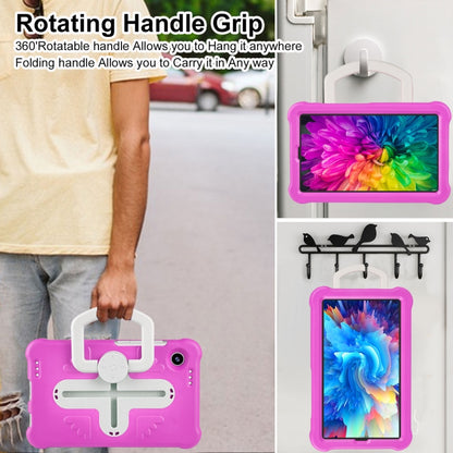 For Samsung Galaxy Tab A9 / A11 Shield 360 Rotation Handle EVA Shockproof PC Tablet Case(Rose Red Beige) by bashfashion