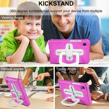 For Samsung Galaxy Tab A9 / A11 Shield 360 Rotation Handle EVA Shockproof PC Tablet Case(Rose Red Beige) by bashfashion