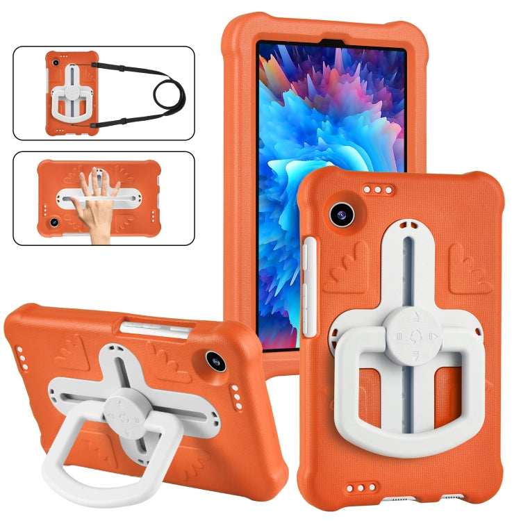 For Samsung Galaxy Tab A9 / A11 Shield 360 Rotation Handle EVA Shockproof PC Tablet Case(Orange Beige) by bashfashion